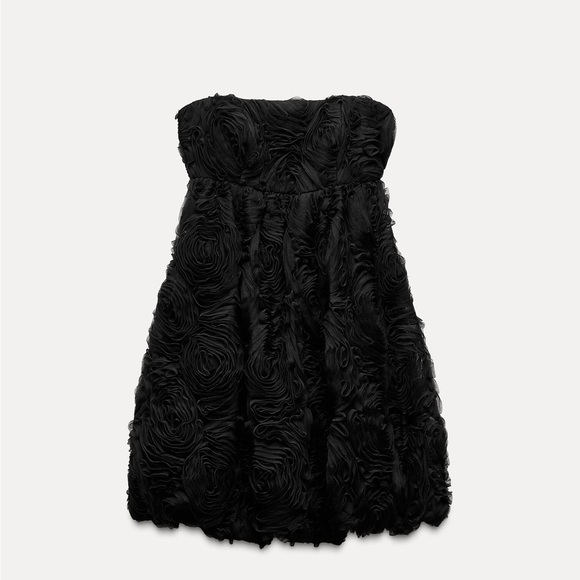 ZARA STRAPLESS STRUCTURED FLORAL MINI DRESS - Picture 2 of 5